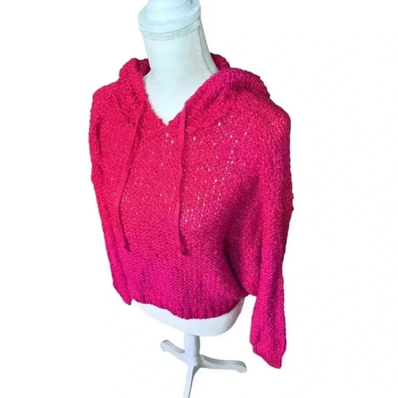 Anthropologie - Pilcro Sailcloth Hooded Sweater in Raspberry - Size Small - Picture 2 of 4